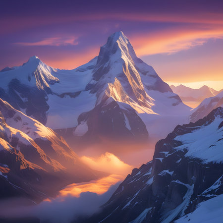 Sunset over the mountains in Cordillera Blanca, Peruの素材