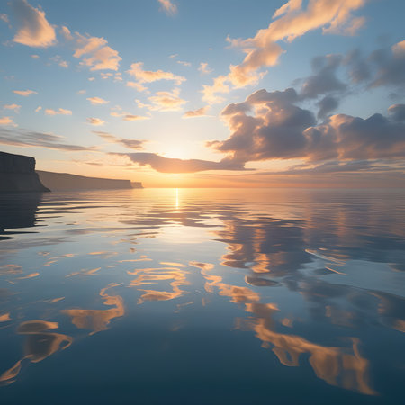 Beautiful seascape. Sunrise over the sea. 3d renderの素材