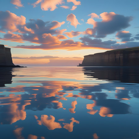 Fantastic sunset on the cliffs of Etretat, Normandy, Franceの素材