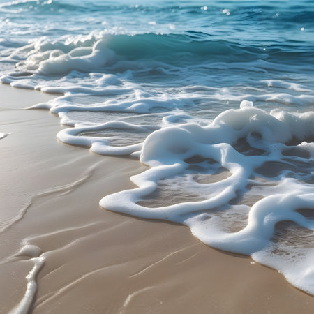 Soft wave of the sea on the sandy beach. Selective focus.の素材