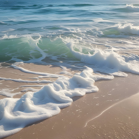 Waves on the sandy beach. Beautiful seascape background.の素材