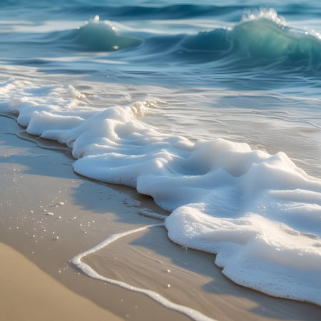 Soft wave of the sea on the sandy beach. Shallow depth of field.の素材