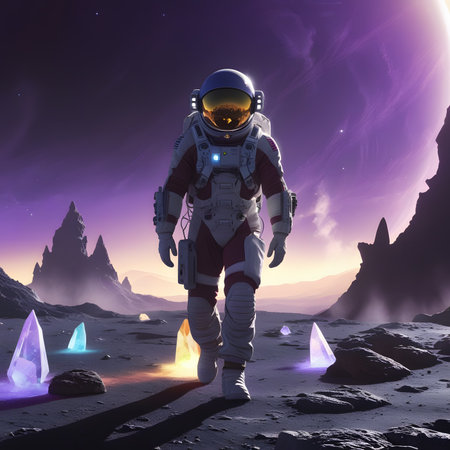 Astronaut in outer space. 3D rendering. Fantasy.の素材