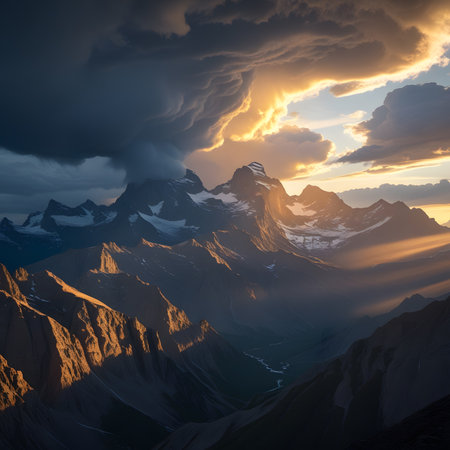 Beautiful sunset in the mountains of Cordillera Blanca, Peruの素材