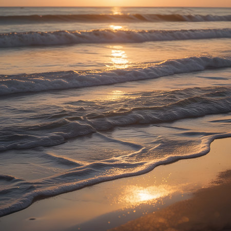 Beautiful sunset on the beach. Sunset on the sea. Soft focus.の素材