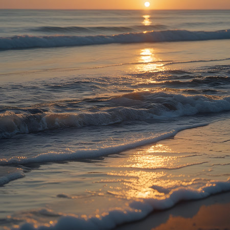 Beautiful sunset on the sea. Soft focus and shallow DOF.の素材