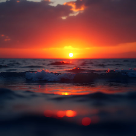 Beautiful sunset over the sea. Nature composition. Soft focus.の素材