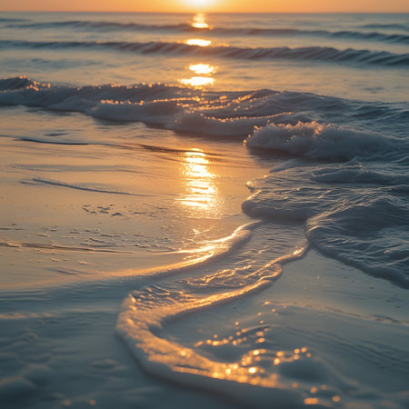 Sunset on the beach in the summer. Sunset on the beach.の素材