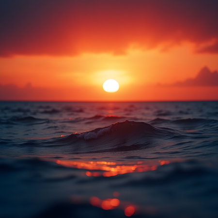 Beautiful sunset over the sea. Sunrise over the sea. Sea sunsetの素材