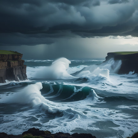 Stormy sky over the cliffs of Moher in County Clare, Irelandの素材