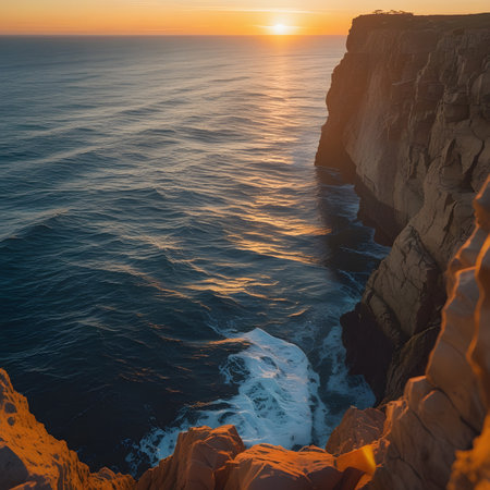 Sunset over the Atlantic Ocean in Tenerife Canary Islands Spainの素材