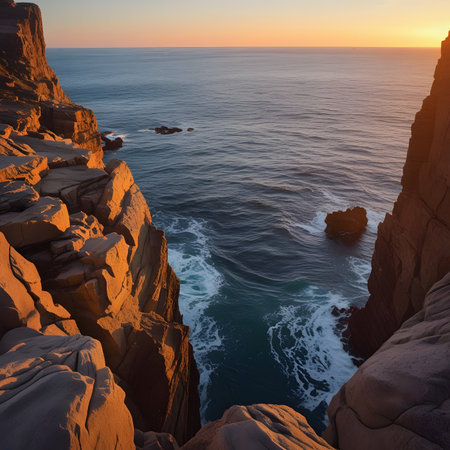 Sunset over the Atlantic Ocean in Cabo da Roca, Portugalの素材