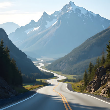 Mountain road in the highlands of Canada. Conceptual imageの素材