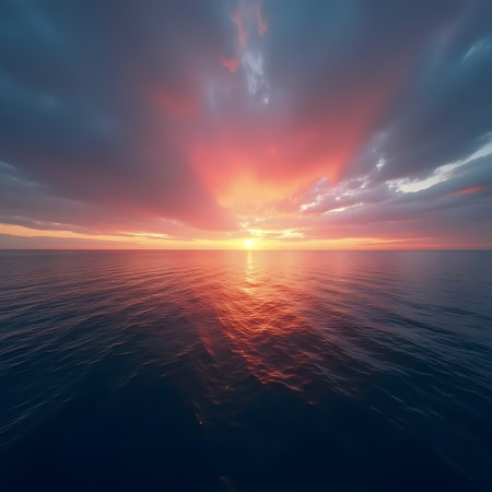 Beautiful seascape. Sunset over the sea. 3d renderの素材