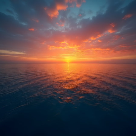 Beautiful sunset over the sea. Nature composition. 3d renderの素材