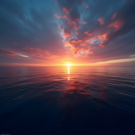 Beautiful sunset over the sea. Dramatic sky. Composition of nature.の素材