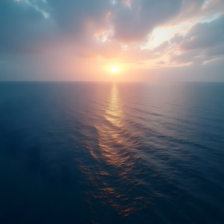 Beautiful sunset over the sea. Aerial view of the sea.の素材