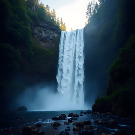 Victoria Falls in British Columbia, Canada. Beautiful waterfalls at sunset.の素材