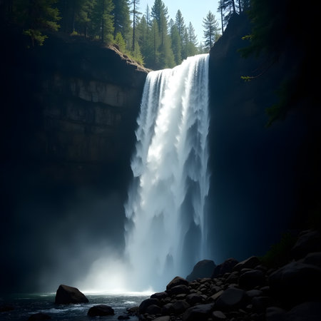 Waterfall in Yosemite National Park, California, United States of Americaの素材