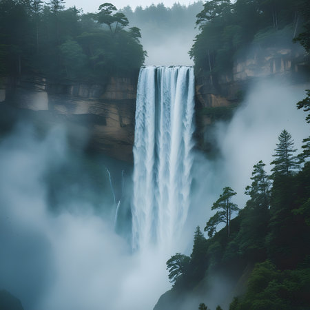 Waterfall in the forest. Waterfall in the mountains. Mountain landscape.の素材