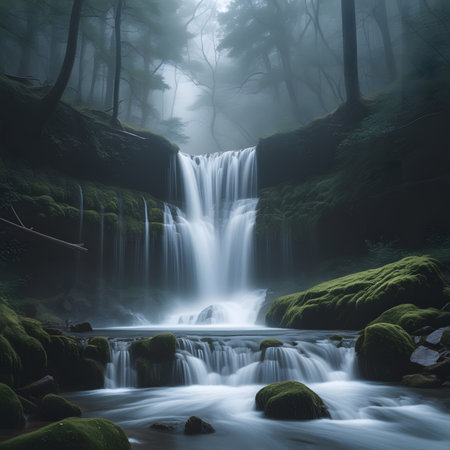 Beautiful waterfall in the forest. Long exposure, long exposure.の素材