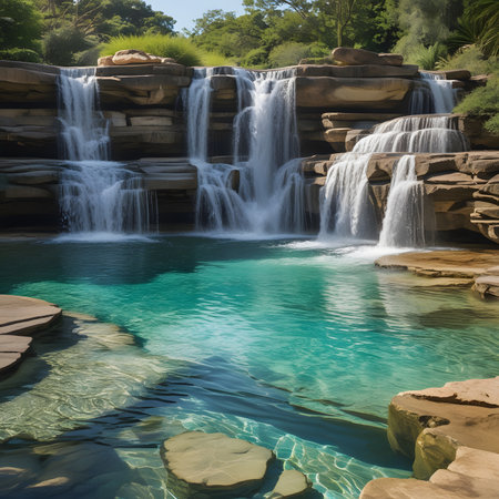 Beautiful waterfall in a tropical forest, Thailand, South East Asiaの素材