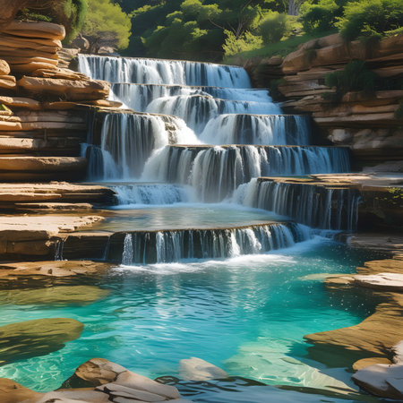 Beautiful waterfall in the mountains of Turkey. Beautiful natural landscape.の素材