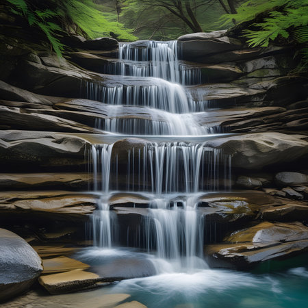 beautiful waterfall in the forest. Waterfall in the forest.の素材