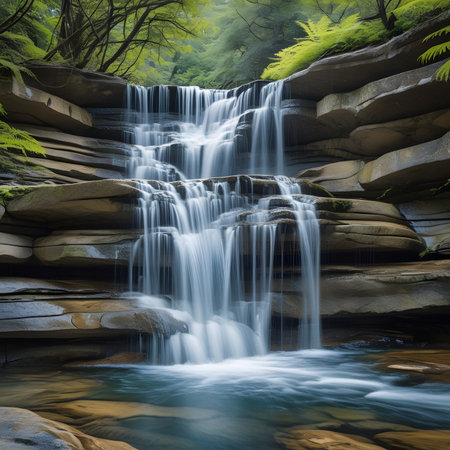 Waterfall in the forest, beautiful natural landscape with long exposure.の素材