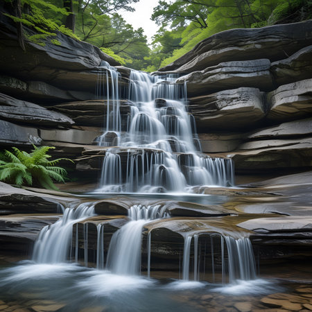 Waterfall in the forest, Chiangmai, Thailand.の素材