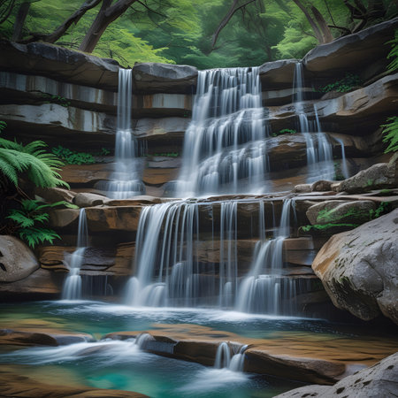 Beautiful waterfall in the jungle. Beautiful waterfall in the forest.の素材