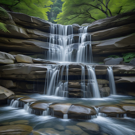 Beautiful waterfall in the forest, Thailand. (Soft focus)の素材