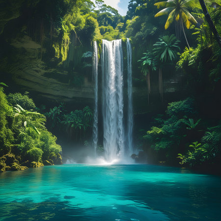 Beautiful waterfall in the jungle. Waterfall in the jungle.の素材