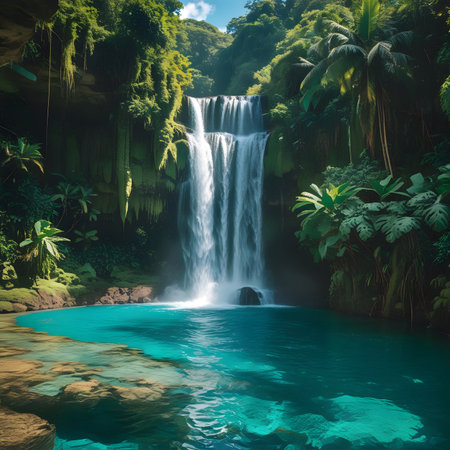 Tropical waterfall in the forest. Waterfall in the jungle.の素材