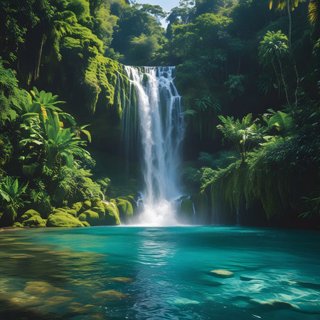 Beautiful waterfall in the jungle. Waterfall in the rainforest.の素材