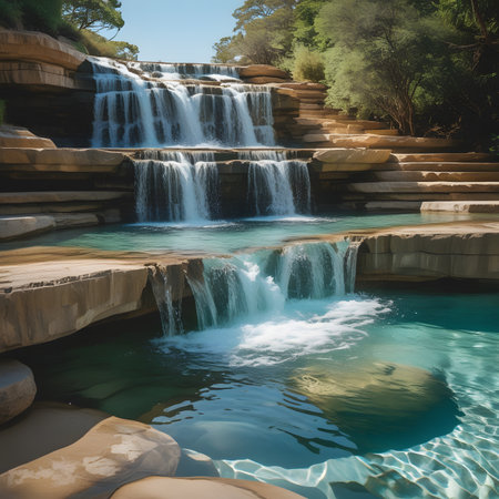 Beautiful waterfall in the forest. Tropical landscape with waterfalls.の素材