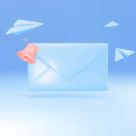 3D Letter with bell Business illustration. Realistic elements for banner template.のイラスト素材