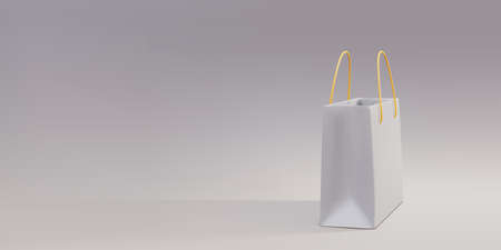 3d Simple white paper bag on floor. vector illustration.のイラスト素材