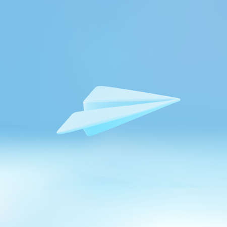 3D blue paper plane, icon on a blue background.のイラスト素材
