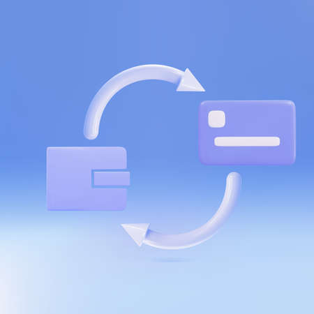 Business, finance or currency exchange concept, blue credit card and wallet, Digital payment.のイラスト素材