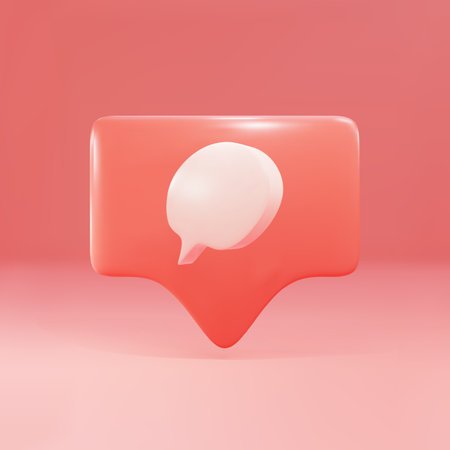 3d message notification icon. Social media app icon.