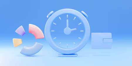 Time is money concept, time value of money, payment deadline with money coins, watch and diagram.
