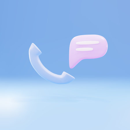 3d Phone handset with speech bubble. Support, customer service, help, communication concept.のイラスト素材