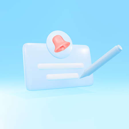 3D popup with text, pencil and reminder .