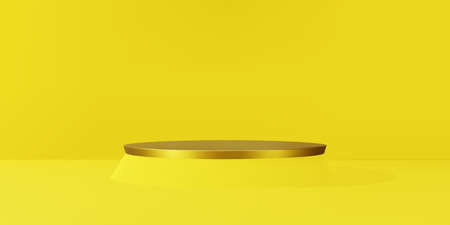 3d golden podium on minimal yellow stage background.のイラスト素材