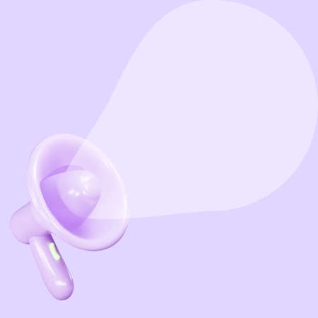 Megaphone with speech bubble on purple background with copy space.のイラスト素材