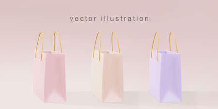 3d realistic gift bags.のイラスト素材