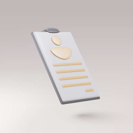 3d realistic resume icon. Job search, human resources, business, job interview, recruitment concept.のイラスト素材