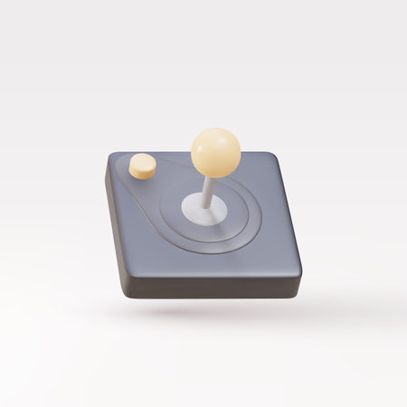 3d Realistic old gamepad isolated on gray background.