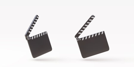 3d two Realistic cinema clapper board.のイラスト素材